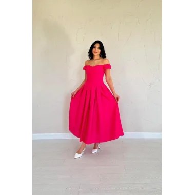 Fuşya Jakarlı Elbise