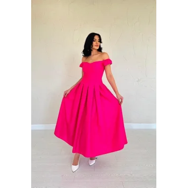 Fuşya Jakarlı Elbise