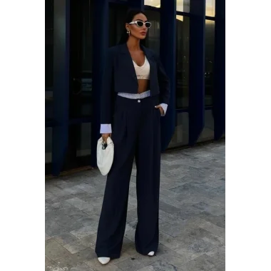 Garni Detaylı Crop Ceketli Takım 10075