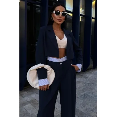 Garni Detaylı Crop Ceketli Takım 10075