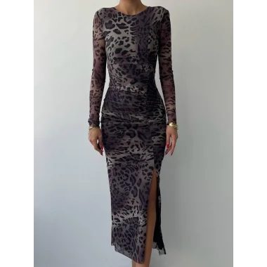 Gena Tül Midi Boy Elbise