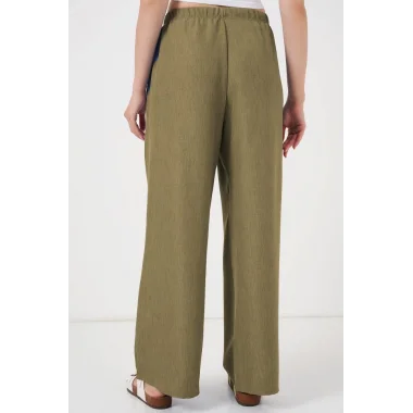 Geniş Paça Keten Pantolon 6735 - Çağla