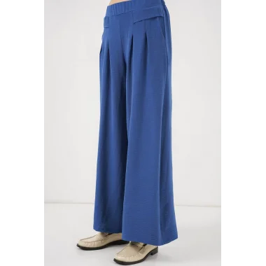 Geniş Paça Pileli Pantolon 6718 - İndigo