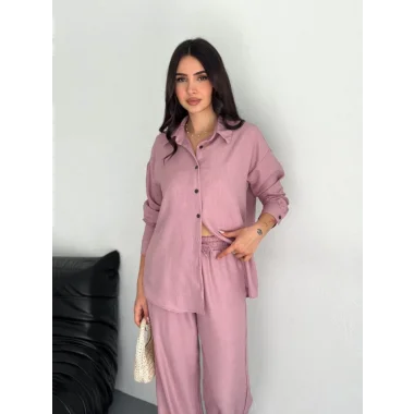 Gömlek Pantolon Ikili Takım - Toz Pembe
