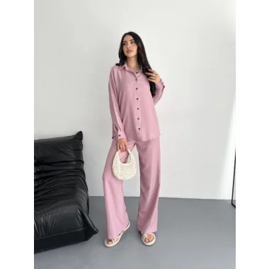 Gömlek Pantolon Ikili Takım - Toz Pembe
