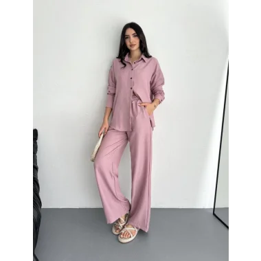 Gömlek Pantolon Ikili Takım - Toz Pembe