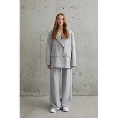 Gri 3-İplik Comfort Ceket Ve Pantolon Takım