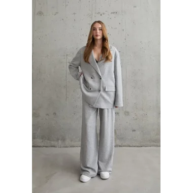 Gri 3-İplik Comfort Ceket Ve Pantolon Takım