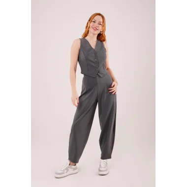 Havuç Kesim Gri Pantolon