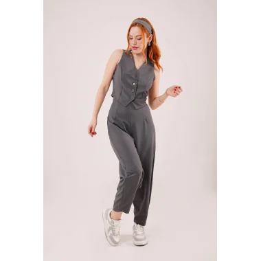 Havuç Kesim Gri Pantolon