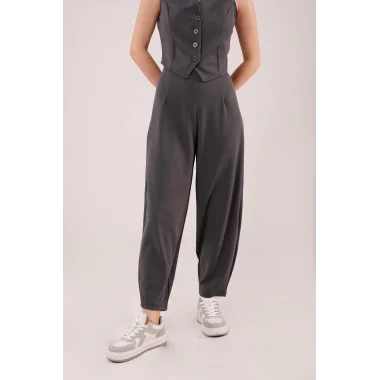 Havuç Kesim Gri Pantolon
