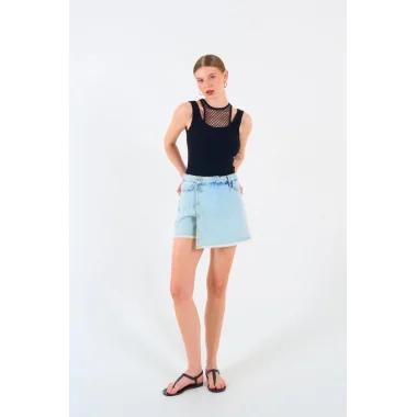 İçi Dantelli Kaşkorse Atlet - SİYAH