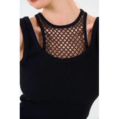 İçi Dantelli Kaşkorse Atlet - SİYAH