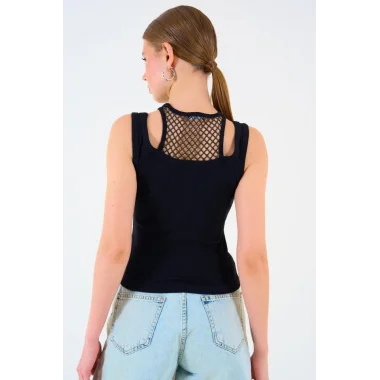 İçi Dantelli Kaşkorse Atlet - SİYAH