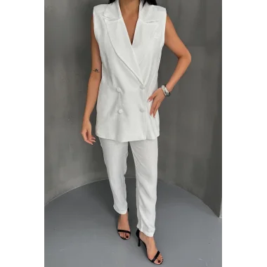 JAKAR KUMAŞ YELEK - PANTOLON TAKIM - Beyaz