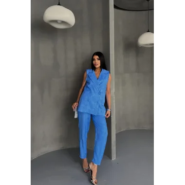JAKAR KUMAŞ YELEK - PANTOLON TAKIM - Mavi