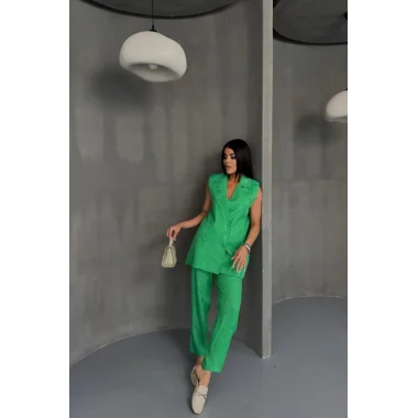 JAKAR KUMAŞ YELEK - PANTOLON TAKIM - Yeşil