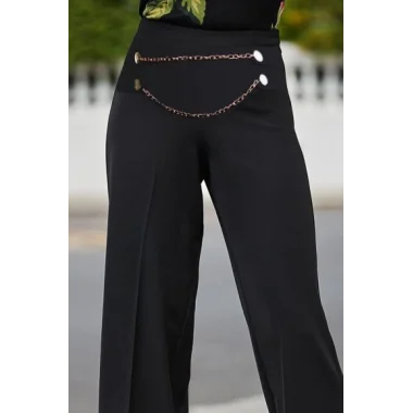 Kadın Beli Zincir Detay Ithal Krep Pantolon