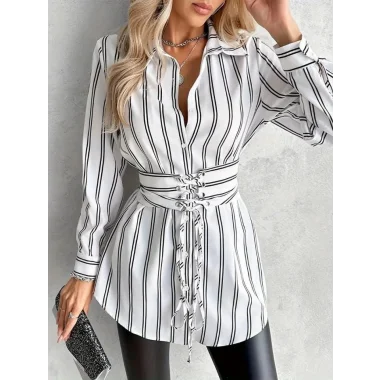 Kadın Kemer Detaylı Pamuk Polyester Gömlek Elbise