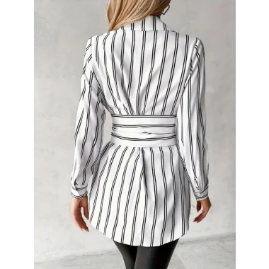 Kadın Kemer Detaylı Pamuk Polyester Gömlek Elbise