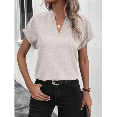 Kadın Kısa Kollu Hakim Yaka Sofya Bluz