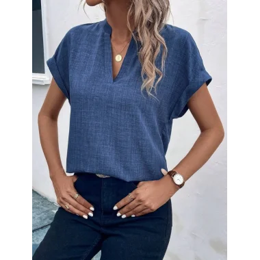 Kadın Kısa Kollu Hakim Yaka Sofya Bluz