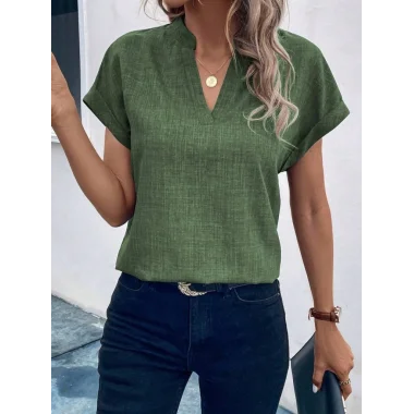 Kadın Kısa Kollu Hakim Yaka Sofya Bluz