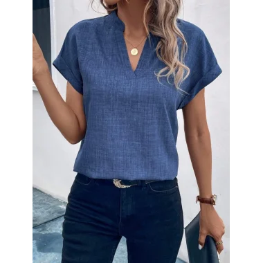 Kadın Kısa Kollu Hakim Yaka Sofya Bluz