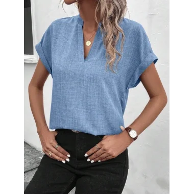 Kadın Kısa Kollu Hakim Yaka Sofya Bluz