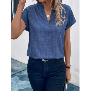 Kadın Kısa Kollu Hakim Yaka Sofya Bluz