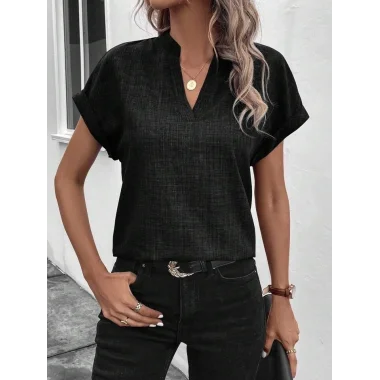 Kadın Kısa Kollu Hakim Yaka Sofya Bluz