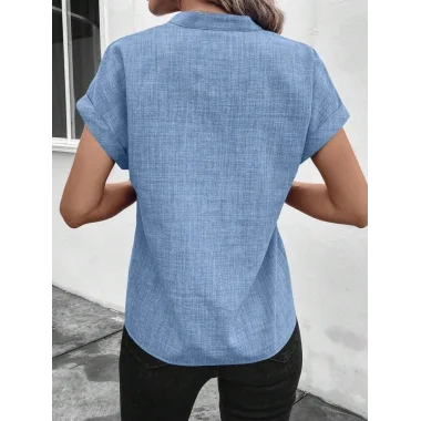 Kadın Kısa Kollu Hakim Yaka Sofya Bluz