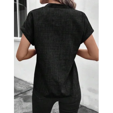 Kadın Kısa Kollu Hakim Yaka Sofya Bluz