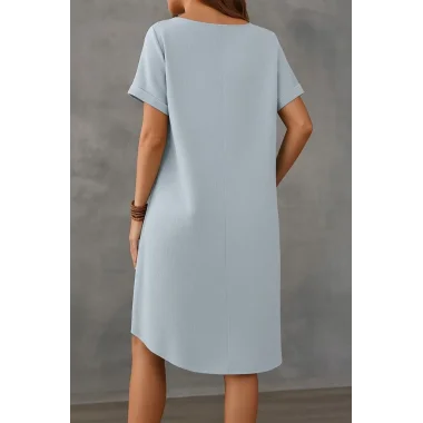 Kadın Kısa Kollu Kayık Yaka Bürümcük Elbise