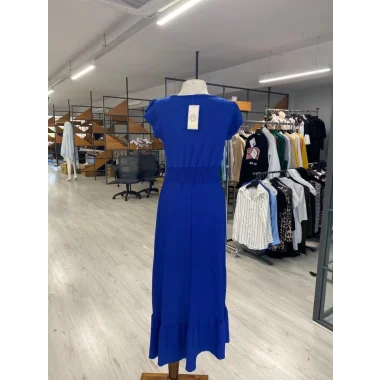 Kadın Kruvaze Yaka Beli Gipeli Bürümcük Kumaş Elbise