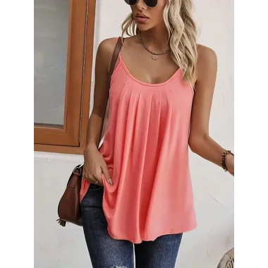 Kadın önü Pile Detay Askılı Viskon Bluz