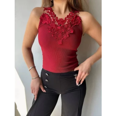 Kadın Ottoman Kumaş Dantel Detaylı Bluz