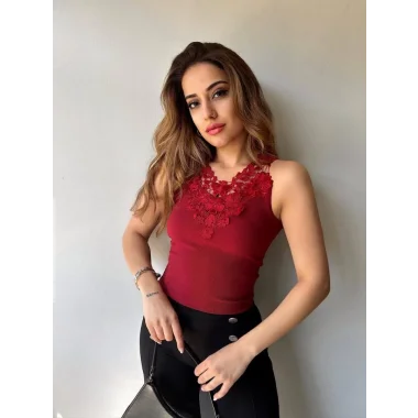 Kadın Ottoman Kumaş Dantel Detaylı Bluz