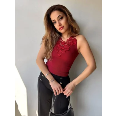 Kadın Ottoman Kumaş Dantel Detaylı Bluz