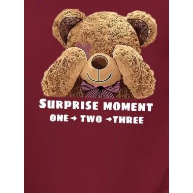 Kadın Uzun Kollu Bisiklet Yaka Ayıcık Desenli Viskon Iki Iplik Bluz