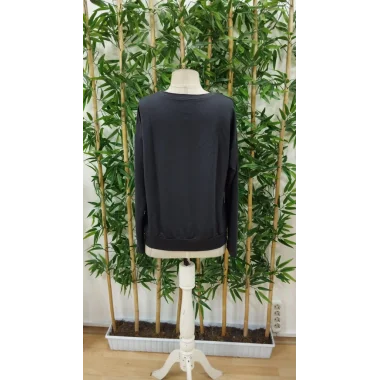 Kadın Uzun Kollu Bisiklet Yaka Desenli Viskon Iki Iplik Bluz