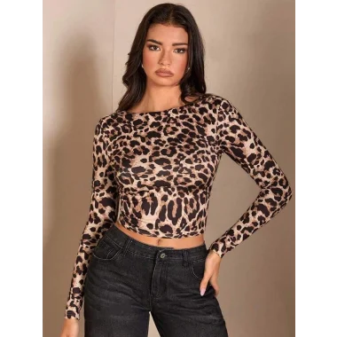 Kadın Uzun Kollu Full Sırt Dekolteli Krep Kumaş Bluz