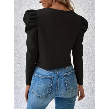 Kadın Uzun Kollu önden Fermuarlı Balon Kol Süet Ceket