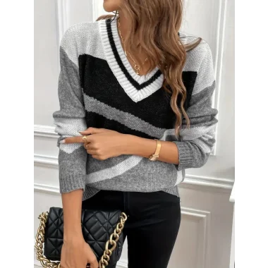 Kadın Uzun Kollu V Yakalı Kısa Triko Elbise