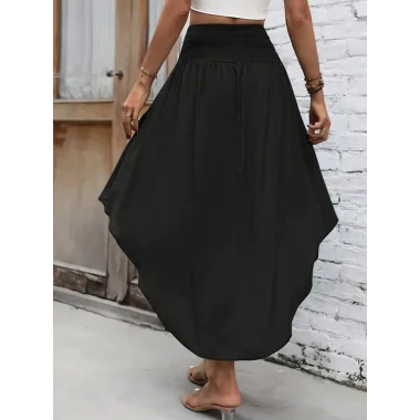 Kadın Yüksek Bel Belden Bağlamalı Asimetrik Kesim Detaylı Sandy Etek