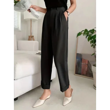 Kadın Yüksek Bel Cepli Atlas Pantolon