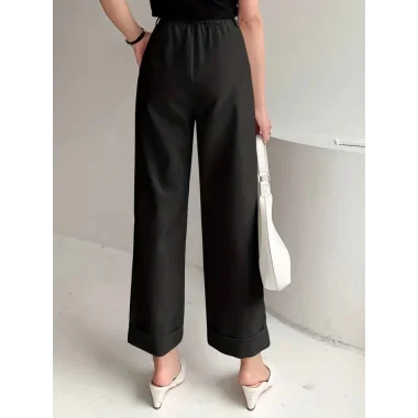 Kadın Yüksek Bel Cepli Atlas Pantolon