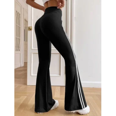 Kadın Yüksek Bel şerit Detaylı Ispanyol Paçalı Dalgıç Pantolon