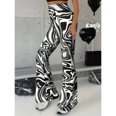 Kadın Yüksek Bel Zebra Desenli Tayt