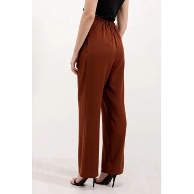 Kahverengi Yüksek Bel Kumaş Pantolon 6612